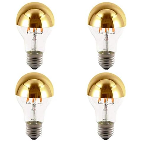 K JINGKELAI Half Chrome Light Bulb A60 6W(60W Equivalent) LED Filament Vintage Edison Bulb with Half Chrome Gold,for Home Lighting,Warm White 2700K,4 Pack Cover