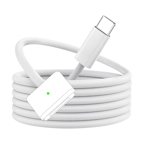 140 W Câble USB C vers Mag safe3 Charge Rapide de Type C Convertisseur avec lumière LED Compatible avec MacBook Pro M1 2021/M2 2023 (14"/16"), MacBook Air M2 (13"/15"), M3/M3 Pro/M3 Max 2025(Blanc)