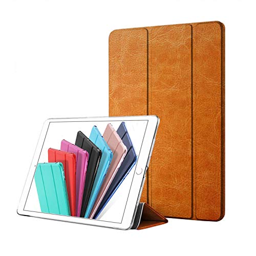 Image of DuraSafe Cases iPad mini 4 7.9 Inch 2015 [ Mini 4th Gen ] A1538 A1550 MK6K2HN /A MK6J2HN /A MK6L2HN /A Trifold Printed Hard Smart PC Transparent Back Cover - Brown Texture