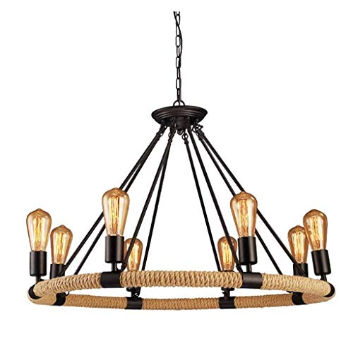 Suspension corde de chanvre luminaire industriel vintage E27 rond