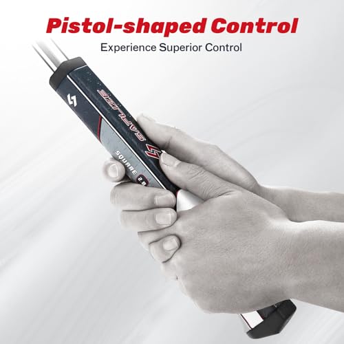 SAPLIZE Poignée de putter de golf de taille moyenne – Poignée de golf légère avec forme de pistolet innovante et motif antidérapant, rouge/gris – vue 2