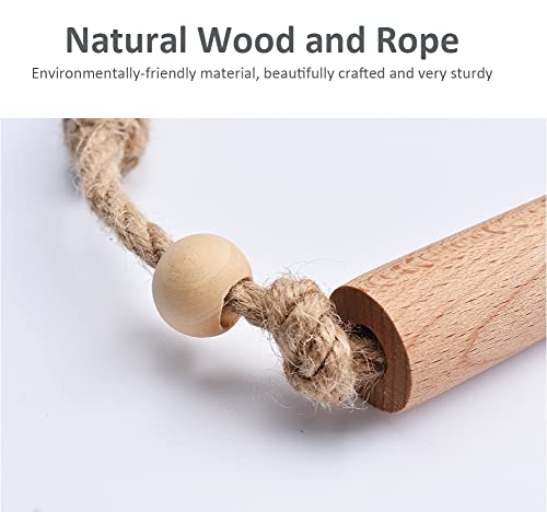 Nautical Rustic Toilet Paper Roll Holder Rope Wood Farmhouse Bathroom Paper Hand Towel Holder Decor for Ocean Beach Coastal Rustic Themes Bathroom Room Wall Mounted Small Spaces No Drilling - Image 3