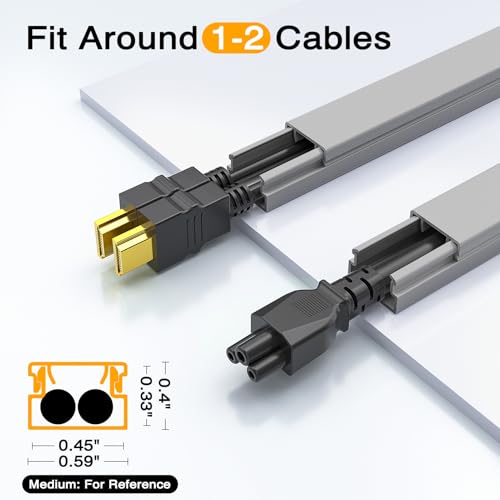 Delamu 157in Cord Covers for Wires on Wall, Cord Hider for 1 Cord, Paintable Cable Hider, Cable Management Wire Covers for Cords, W0.55 H0.4in, Grey
