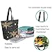ZzWwR Fashion Extra Large Shoulder Tote Bag, Golden Floral Stars Draonfly Black Canvas Durable Daily Weekender Handle Bag Ideal for Gym Picnic Yoga Beach Travel Kitchen Market Grocery Shopping