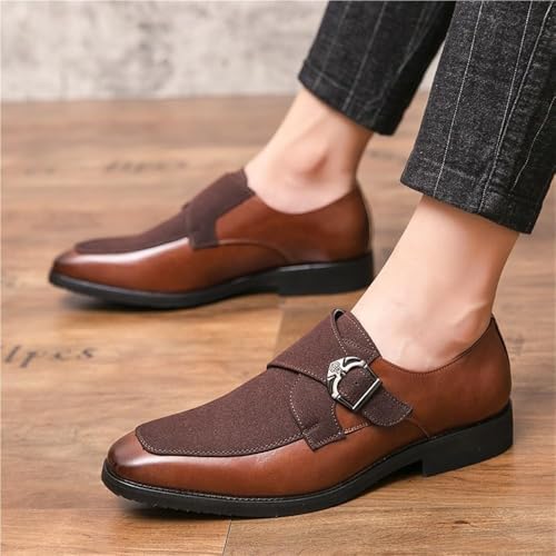 Men’s Strap Dress Shoes, French Leather Slip-On Plain Toe with Non-Slip Rubber Sole for Formal & Casual3
