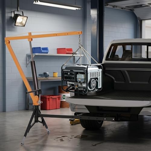 EliteEdge Heavy-Duty Hydraulic Pickup Truck Crane 1000 Lbs Max Lift Capacity Hitch Mount Crane with 360 Swivel & Adjustable Boom for Jobsite Loading