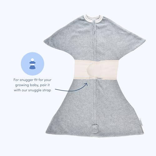 Image of SleepingBaby Zipadee-Zip Fleece Transition Swaddle - Arms-Out Wearable Blanket for Baby Sleep, Soft Breathable Fleece 0.8 TOG - Heather Grey, Large (12-24 Month)