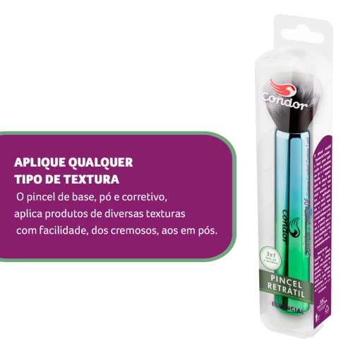 Condor, Pincel de Base, Pó e Corretivo, Essencial, Retrátil, Ideal para Qualquer Tipo de Textura, Ap
