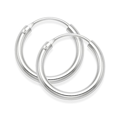 Pendientes de plata de ley 6274 en forma de aro, 18u00a0mm x 2,5u00a0mm, calidad prémium -