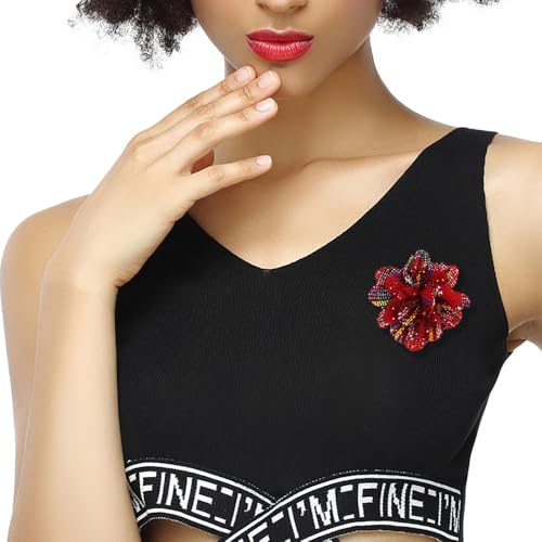 Image of XGALBLA 3 Pcs Dainty Terylene Satin Fabric Christmas Rose Flower Brooches Sets 6mm /8mm /10mm /15mm Extra Big Camellia Flower Brooches Lapel Pins for Women Christmas Wedding Party Dance Dress Clothes Accessories Valentine's Day Jewelry