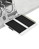 2 Feet Wheelchair Ramp for Home Steps, Portable Folding Threshold Ramp for Doorways with with Self-Adjusting Bottom, Non-Skid Aluminum Handicap Ramp Handle for Home Entry, 800LBS Capacity