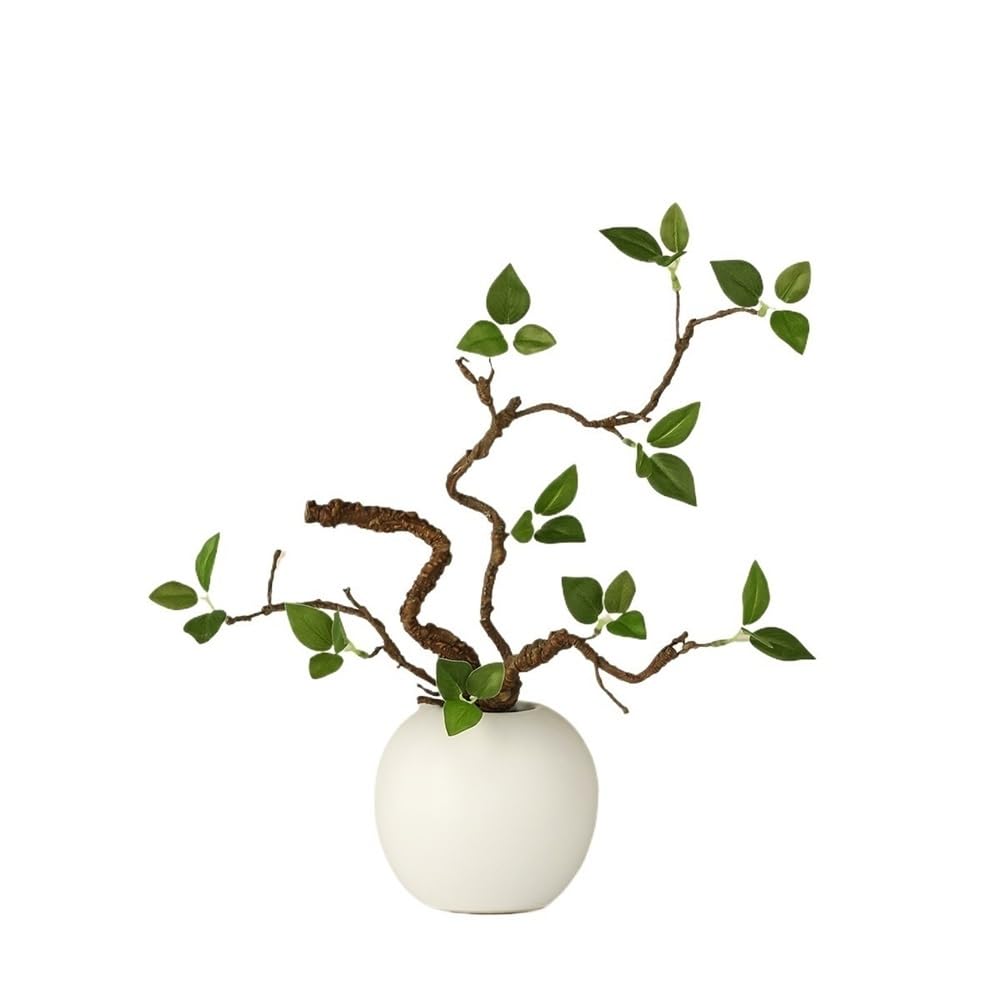 Z4T8M2K6G5 Artificial floral arrangement Simulation Green Buds White Ceramic Vase Living Room Office Decoration Furnishings