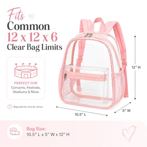 Image of BTOOP Mini Clear Backpack for Stadium Events, 12 x 9 x 5 Inch Transparent PVC Bookbag, Fits Within Common 12x12x6 Stadium Bag Limits, for Concerts, Festivals, Women and Teens
