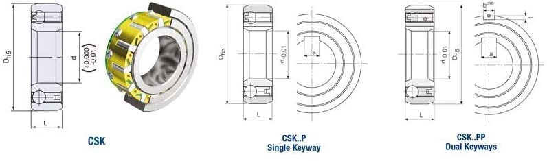 Roulement à sens unique CSK8PP avec rainure de clavette 8x22x9mm - 8