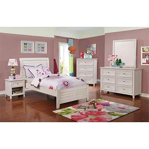 Furniture of America Gamora Wood 1-Drawer Kids Nightstand in Antique White