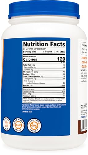 Image of Nutricost Casein Protein Powder 2lb Chocolate - Micellar Casein, Gluten Free, Non-GMO
