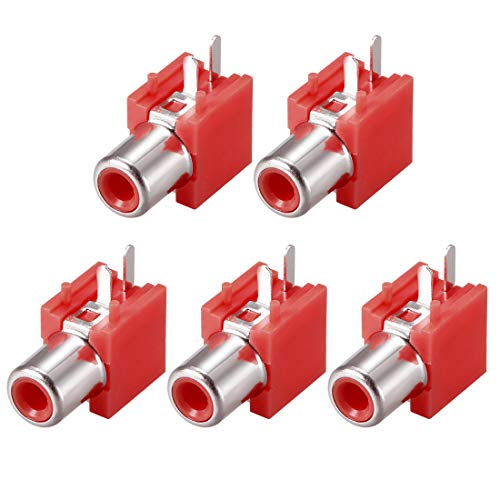 Conector RCA hembra para panel uxcell rojo 5 piezas miniatura 1
