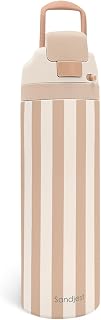 Stripe Insulated Stainless Steel Water Bottle with Straw for Sports and Travel 24 Ounces for Women Girls Friends Teens Birthday