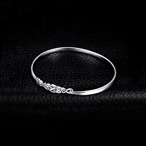 JewelryPalace Celtic knot Open 925 Sterling Silver Bangle Bracelet