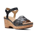Muévete con comodidad Clarks Women\'s Giselle Coast Wedge Sandal, Black Leather, 9W