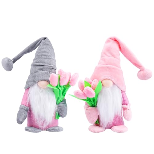 ENLACE Frühling Wichtel mit Tulpen Blumensträuße, Muttertag Wichtel,...