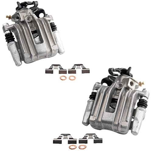 Image of TRQ Rear Driver and Passenger Side Brake Caliper Set Caliper Brackets Hardware Compatible with 02-06 Audi TT TT Quattro 98-10 Volkswagen Beetle 99-06 Volkswagen Golf