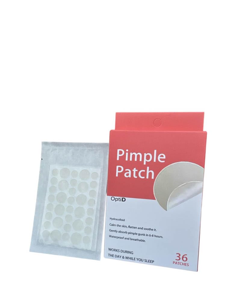 OptiD Pimple Patch, Hydrocolloid Acne Pimple Patches for Zits and Blemishes in Face and Skin, Waterproof and Breathable, Works Day and Night (36 Count)