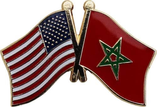 USA and Morocco Flag Die-struck Friendship Metal Lapel Pin with Butterfly Clasp Closure - Image 2