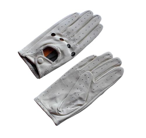 Guantes de verano para mujer, de piel de oveja, transpirables, cortos, color beige, talla 8 y 12