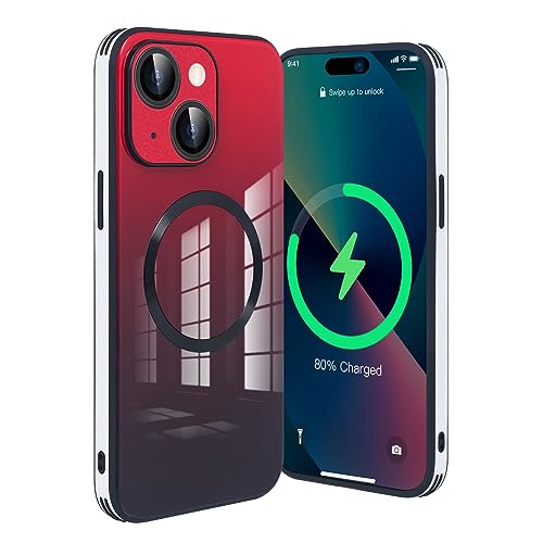 Coque iPhone 14 MagSafe rouge et transparente antichoc verre dégradé