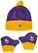 OTS NFL Minnesota Vikings Infant Pow Pow Knit Cap & Mittens Set, Team Color, Infant