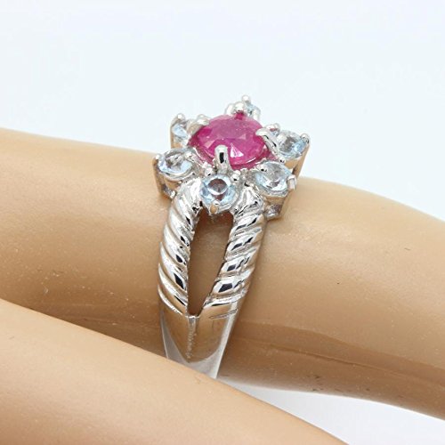 Bague rubis & topaze véritable monture argent 925 de taille 54