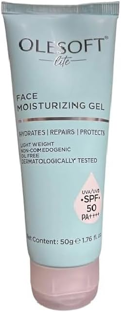 Olesoft Lite Gel, For Face Moisturizing Gel, SPF 50+++, Light Weight, Oil Free, UVA & UVB For All Skin Typ, 50gm