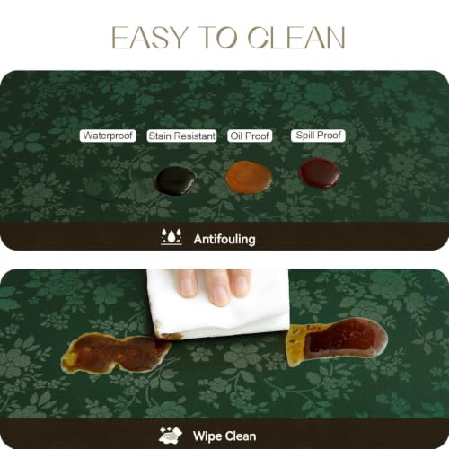 Image of Romanstile Waterproof Vinyl Tablecloth Rectangle, 60 x 84 Inch, Dark Green