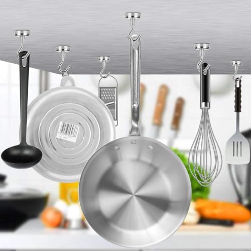 Miniatura 6 de Ganchos Magnéticos, 10 Piezas Ganchos Magnéticos Extra Fuertes 10kg Ganchos Imanes Gancho De Crucero Resistente Para Techo Ganchos De Soporte Magnético Para Cocina Cgaraje Despacho Frigorífico