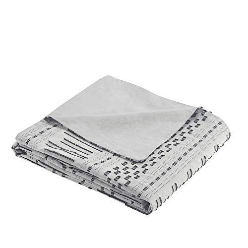 Image of INK+IVY Rhea 100% Cotton Duvet Set Mid Century Modern Boho Design, All Season Comforter Cover Bedding Set, Matching Shams, King /Cal King, Geometric Clipped Jacquard Grey 3 Piece