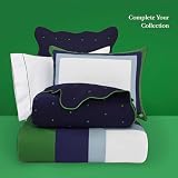 Kate Spade New York 'Scalloped Edge' Euro Sham, dekoracyjna poszewka na poduszkę, pojedyncza, 100% bawełna, można prać w pralce, granatowa