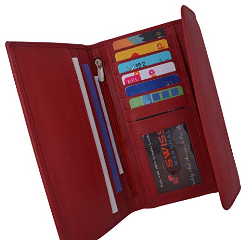SWISS MARSHAL Ladies RFID Blocking Genuine Leather Long Clutch Credit Card ID Wallet3