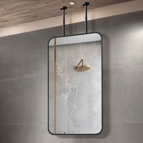 VOHJIXJYW Espejo de Techo con Barra de Metal Negra, Espejos de tocador rectangulares flotantes, Grandes Espejos Decorativos para baño - Boom Personalizable (tamaño: 50 x 60 cm)