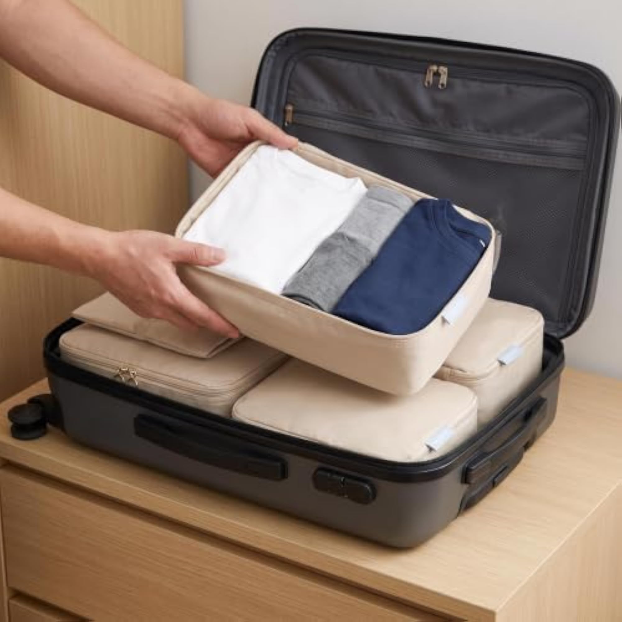 Travel Compression Packing Cubes for Clothes, 2-piece Set