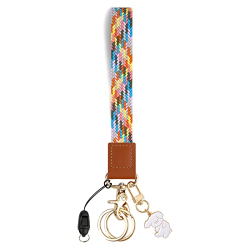 Elastic High-End Soft Nylon Weave Badge Lanyards, Rainbow Wristlet Lanyard, Classy Wrist Strap With Key Chain Holder For Keys, Cellphone, Wallet, Camera, Id Badges, Knitted Lanyard For Women And Men #TOP2