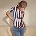 YANYU Red Blue White Gray Stripes Print Adult Romper Womens Short Sleeve Onesie Bodysuit Casual Comfort Fashion Outfit