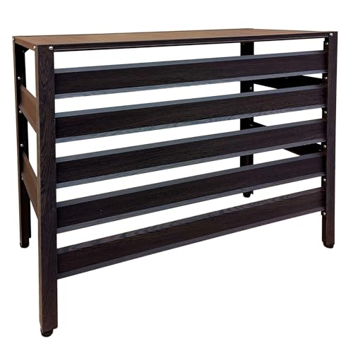 エアコン室外機カバー(木目調ダークブラウン) 900×380×730mm アルミ製