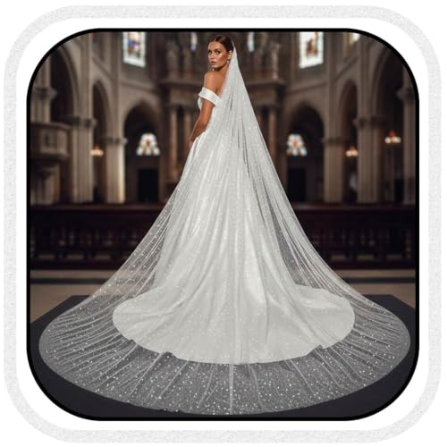 Unsutuo Wedding Veil Comb Bridal Cathedral Veils 1 Tier Drop