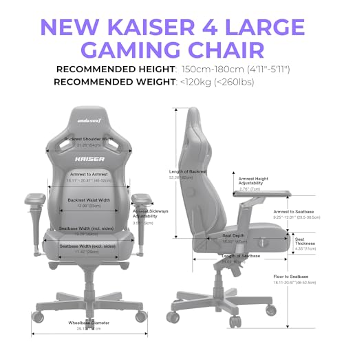 Anda Seat Kaiser 4 Large Gaming Chair for Adults - Ergonomic Gray Fabric Gaming Seat with 6D Armrest, Comfortable Office Chair with Lumbar Support, Heavy Duty Wide Computer Seat - Image 3