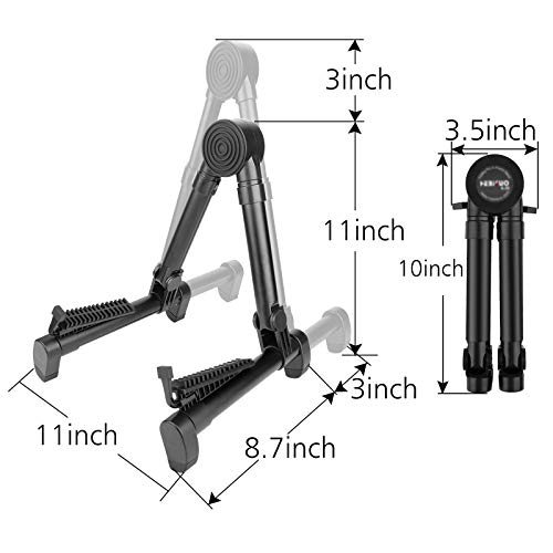 Eison Folding Guitar Stand,Lightweight Adjustable Floor Guitar Holder With 8 Guitar Picks,Portable A Frame Aluminium Music Stand For Acoustic Electric Guitars, Bass, Violin, Ukulele, Mandolin,Banjo #TOP4