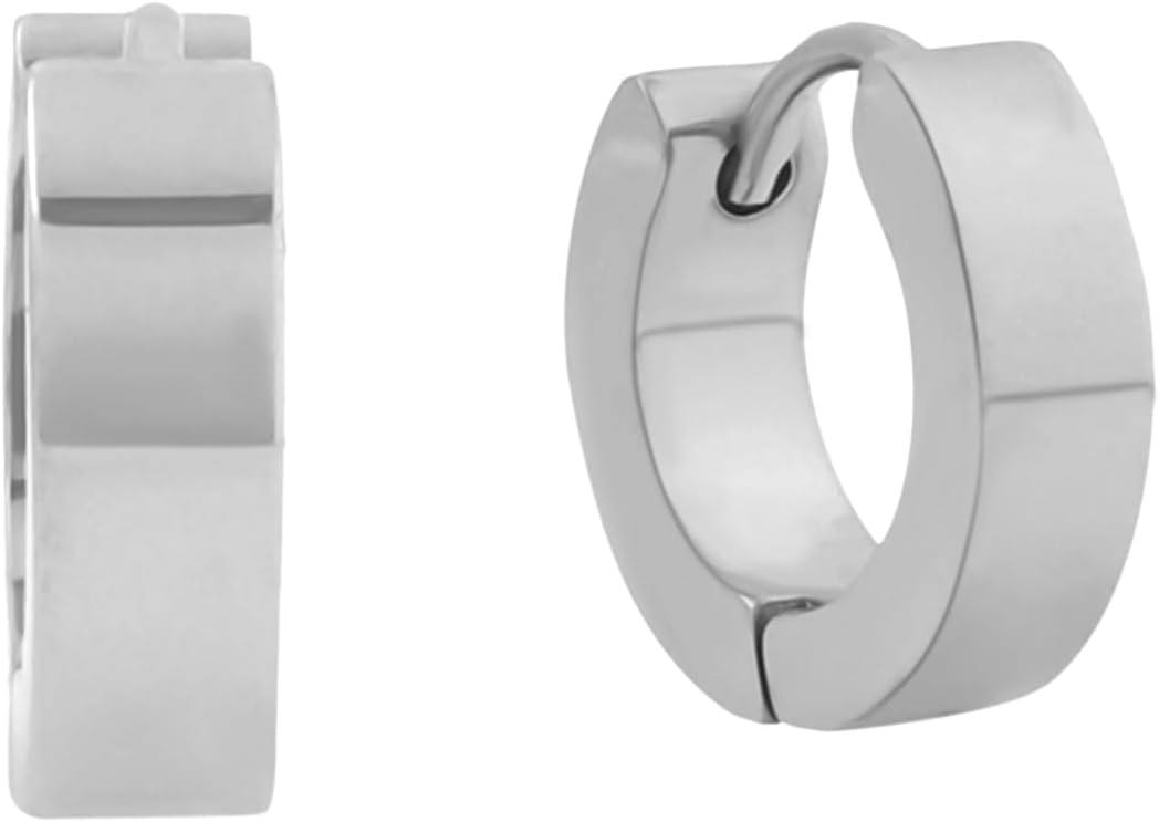 Earrings for Men and Boys | Fashion Silver toned Smooth Finished | Stainless Steel Small Huggie Hoop Earring | Accessories Jewellery for Men | Birthday Gift for Men and Boys Anniversary Gift for Husband