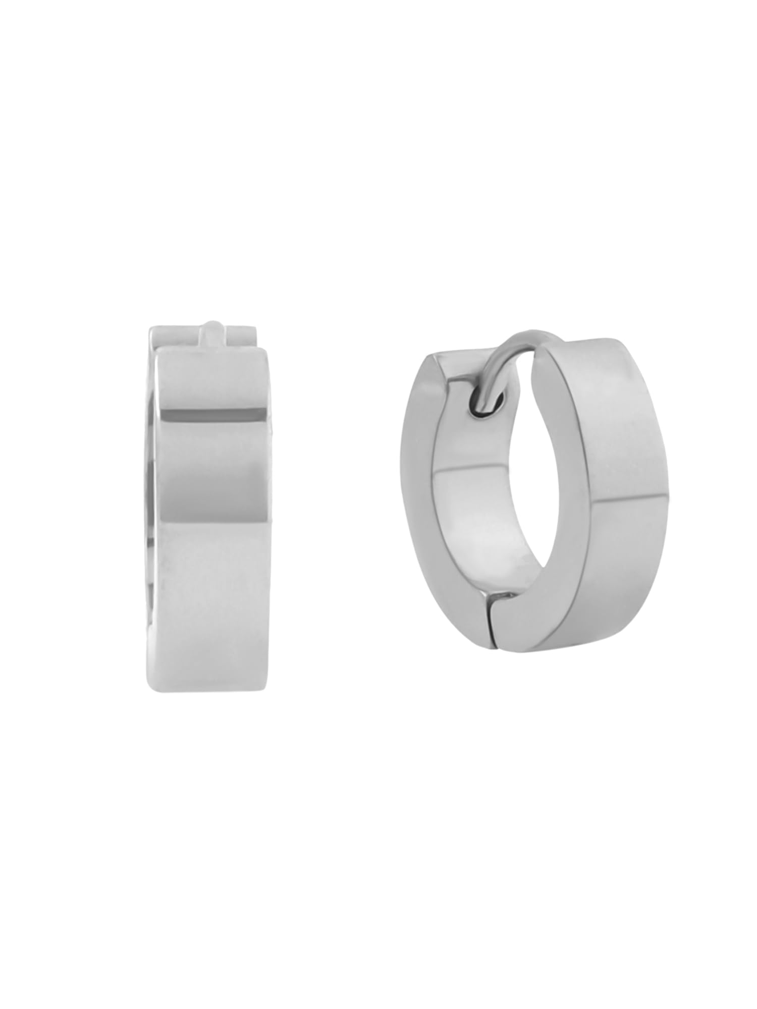 Earrings for Men and Boys | Fashion Silver toned Smooth Finished | Stainless Steel Small Huggie Hoop Earring | Accessories Jewellery for Men | Birthday Gift for Men and Boys Anniversary Gift for Husband