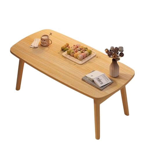 Genérico Mesa de Centro Mesa Baja con Patas de Madera de Pino Minimalista Moderna Estilo Escandinavo, para Salón, Balcón Dormitorio Blanco Natural y Madera de Nogal(Natural,80x55x45cm)