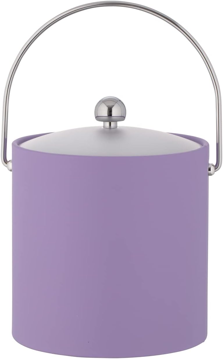 Kraftware Fun Colors - 3qt Ice Bucket with a Chrome Bale Handle, Chrome Astro Knob, and Frosted Acrylic Cover (Pink)